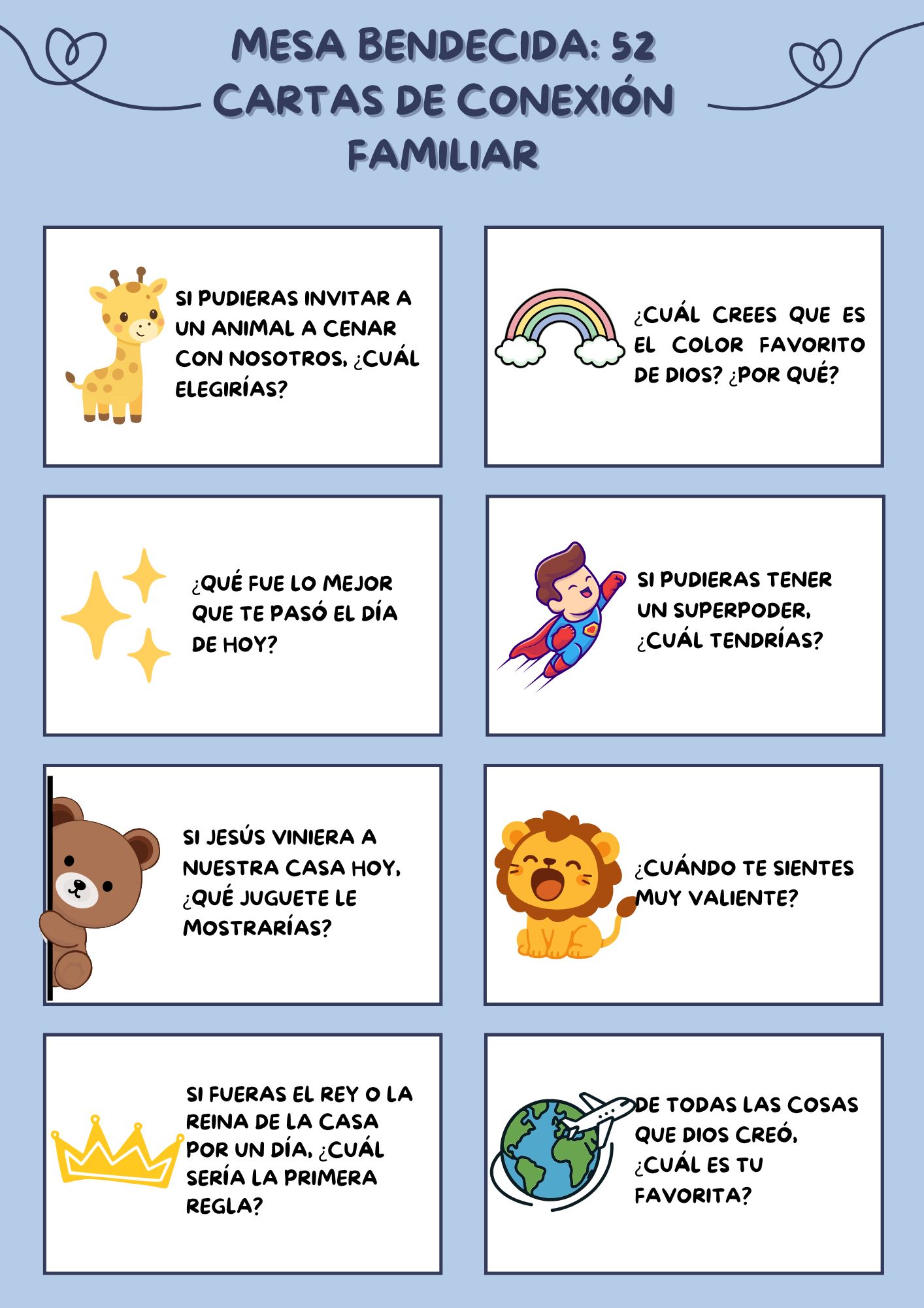 Mesa Bendecida 52 Cartas de Conexión Familiar (1)