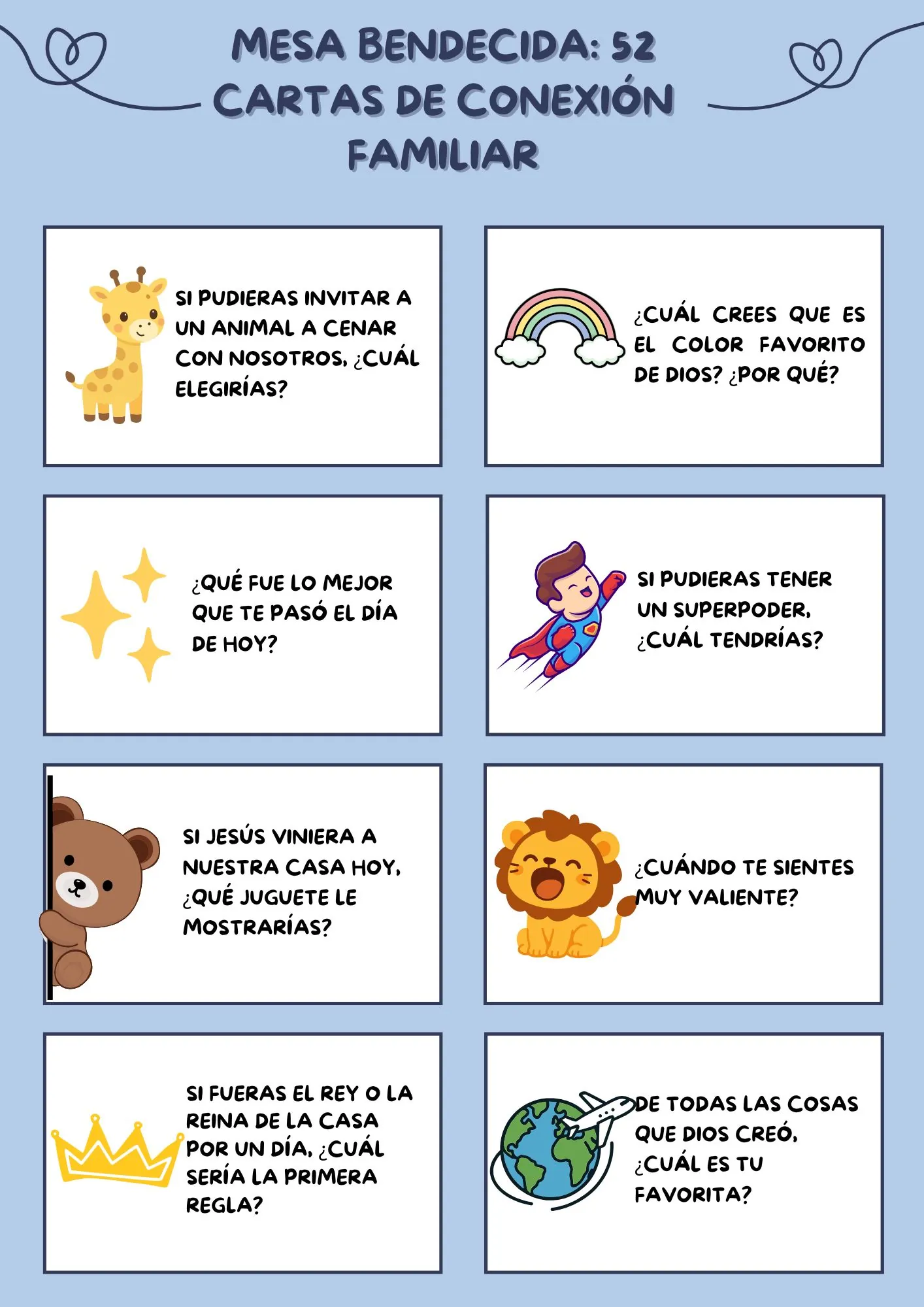 Mesa Bendecida 52 Cartas de Conexión Familiar (1)